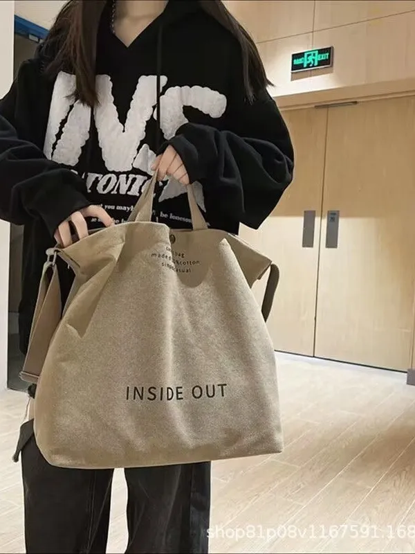 INSIDE OUT 大容量帆布托特包一件代发